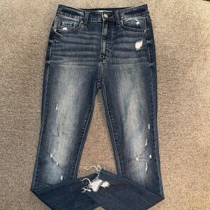 Eunina Dark Blue Distressed Skinny Jeans
